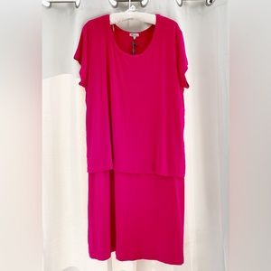 Mod-o-doc Berry Red Tiered Layered Cotton MIDI Dress Size XL $100 NWT
